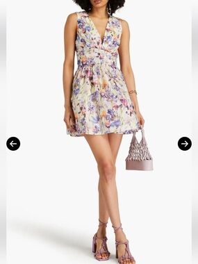 Zimmermann Tama Vneck Pleated Mini Dress